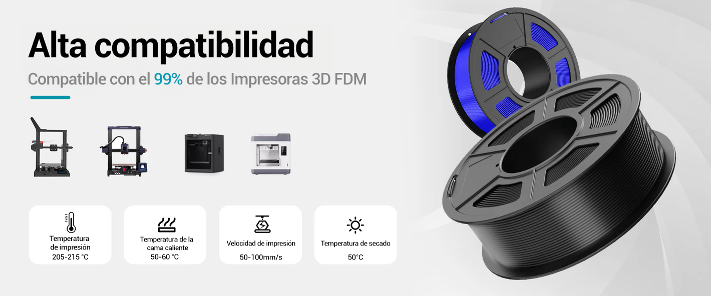 Filamento Sunlu compatible con la mayoría de impresoras 3D FDM en Smartec Store Quito.