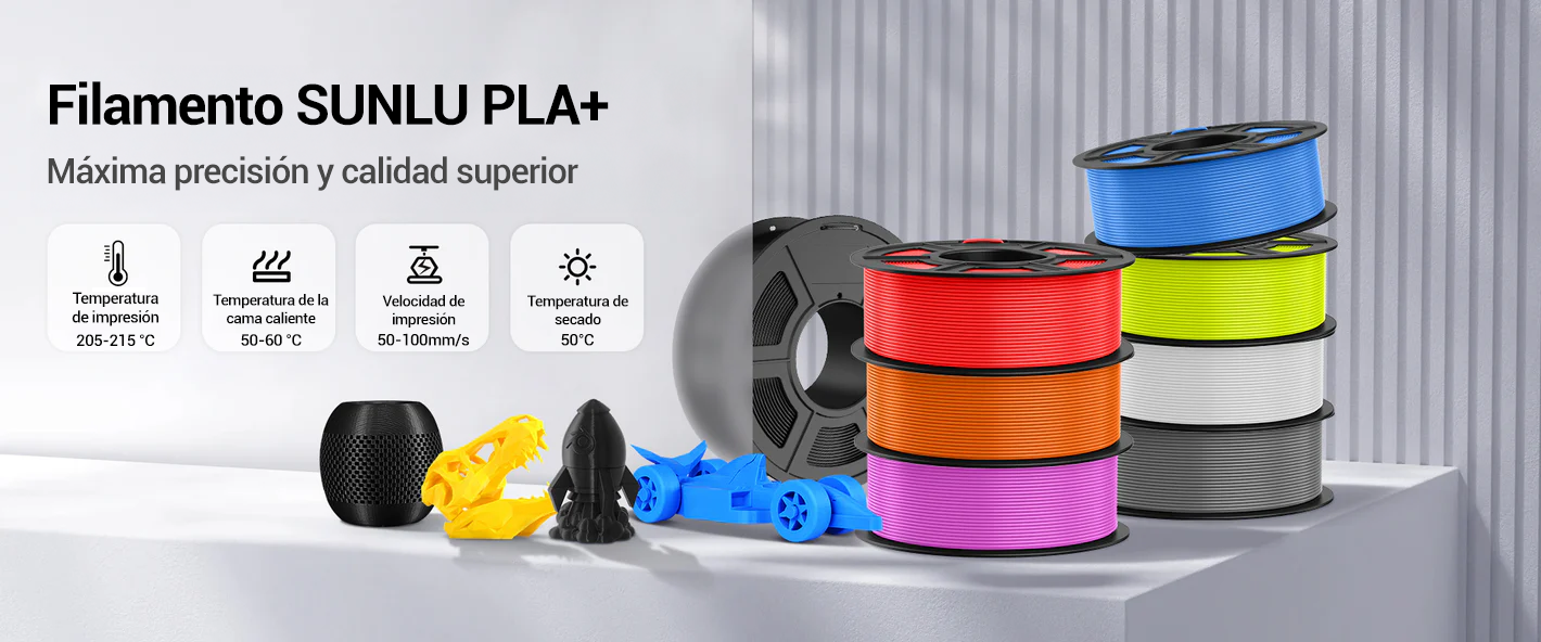 Variedad de filamentos SUNLU PLA+ en Smartec Store Quito.