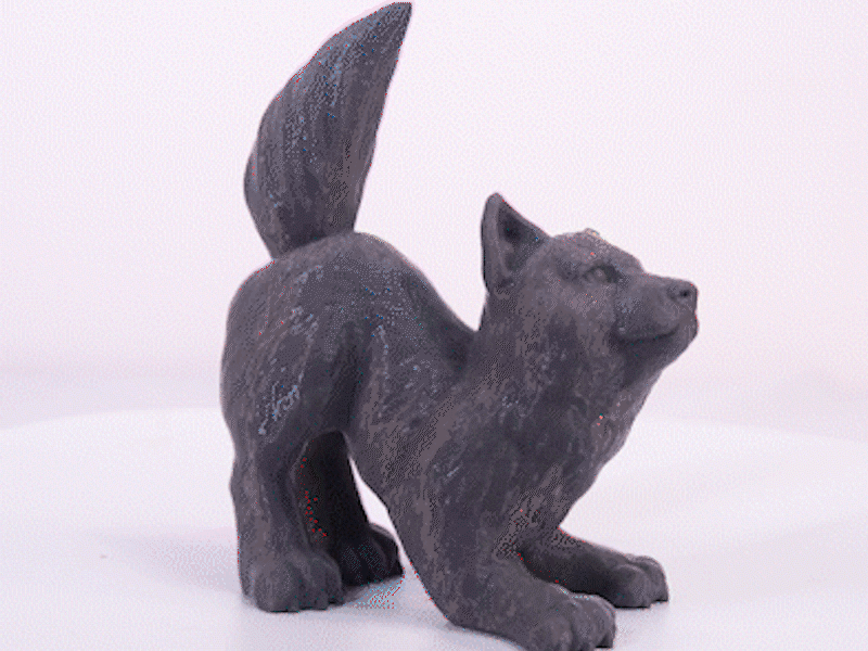 Lobo impreso en 3D con filamento Sunlu negro - Smartec Store Quito.