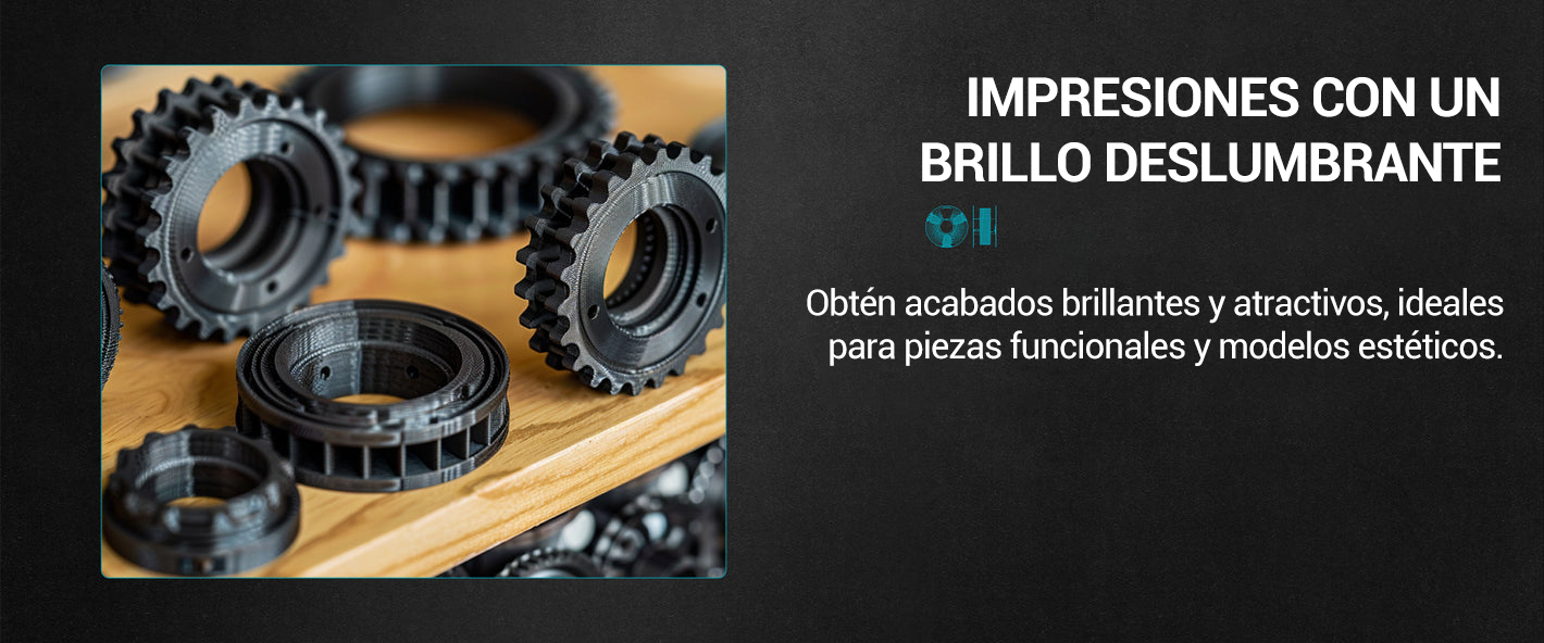 Piezas funcionales impresas en 3D con filamento PETG Sunlu, destacando acabados brillantes y atractivos. Disponible en Smartec Store Quito Ecuador.