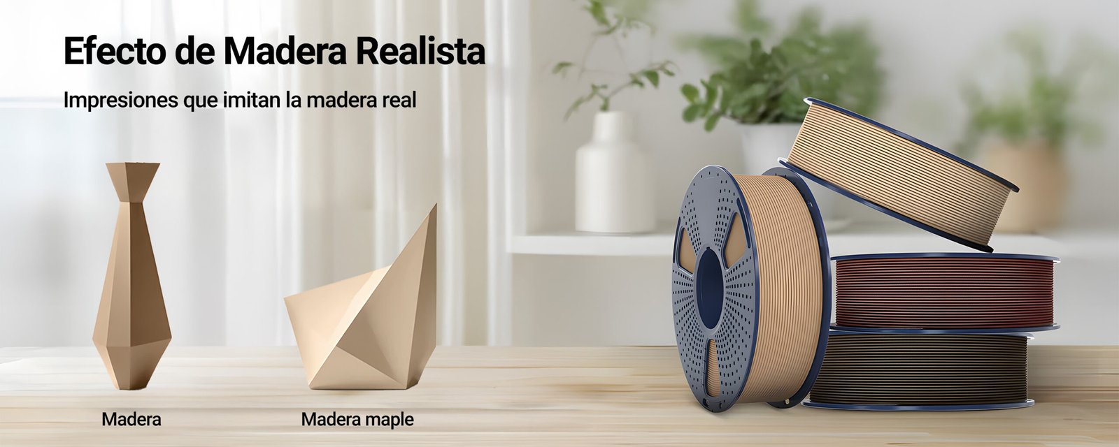 Filamento Sunlu PLA Madera y Madera Maple para impresión 3D, ideal para crear piezas con textura y apariencia de madera natural. Compatible con impresoras 3D FDM y con un diámetro de 1.75 mm. Disponible en Smartec Store Quito Ecuador.