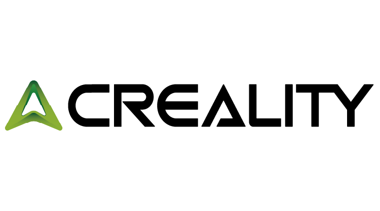 Logotipo oficial de Creality con un símbolo triangular verde degradado seguido del nombre en tipografía negra moderna, representando a la reconocida marca de impresoras 3D.