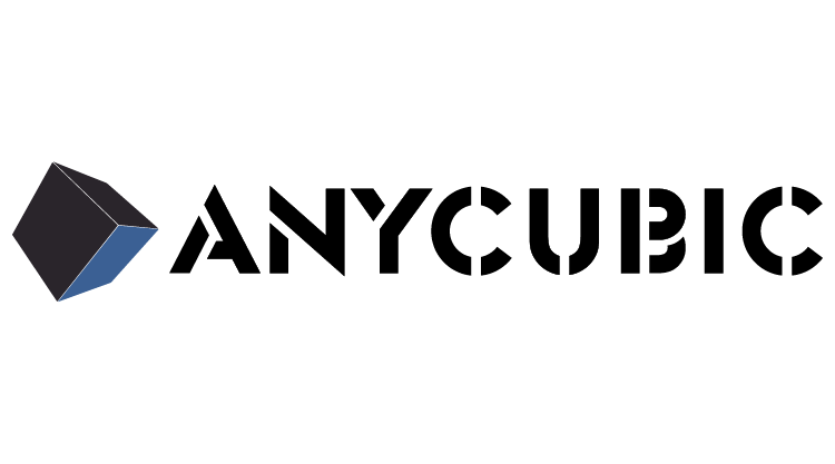 Logotipo oficial de Anycubic con un cubo en tonos azul y negro a la izquierda y el nombre de la marca en tipografía negra moderna y fragmentada, representando a una reconocida empresa de impresoras 3D.