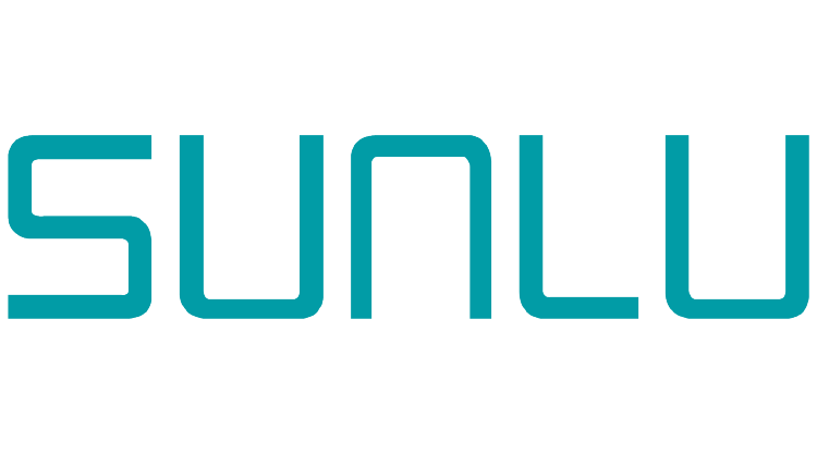 Logotipo oficial de la marca Sunlu en color turquesa, utilizado en productos y empaques de filamento para impresión 3D.