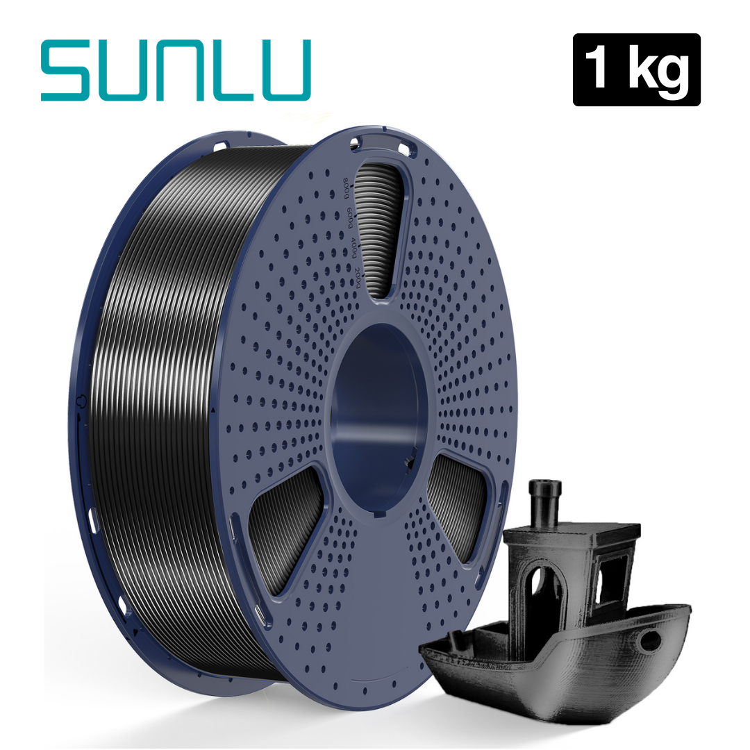 Filamento SILK PLA+ Black Negro Sunlu para impresión 3D en Smartec Store Quito.