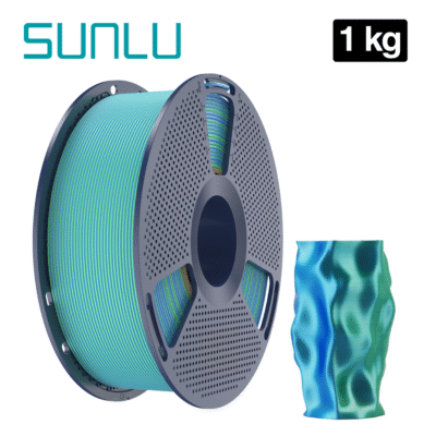 Filamento SILK PLA+ Blue Green Doble Color Azul Verde Sunlu para impresión 3D en Smartec Store Quito.