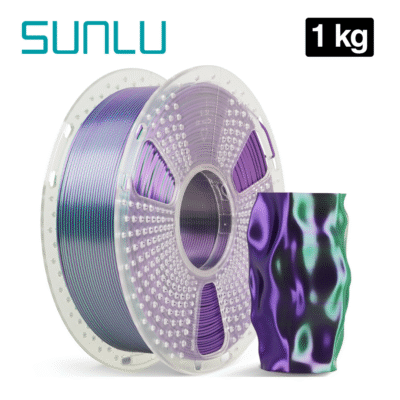 Filamento SILK PLA+ Green Purple Doble Color Verde Morado Sunlu para impresión 3D en Smartec Store Quito.