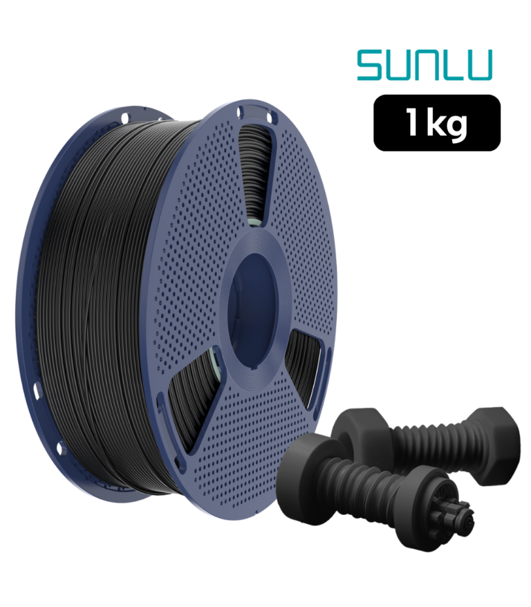 Filamento SUNLU High Speed ABS Negro 1 kg de Smartec Store, ideal para piezas resistentes, tornillos y componentes funcionales impresos en 3D