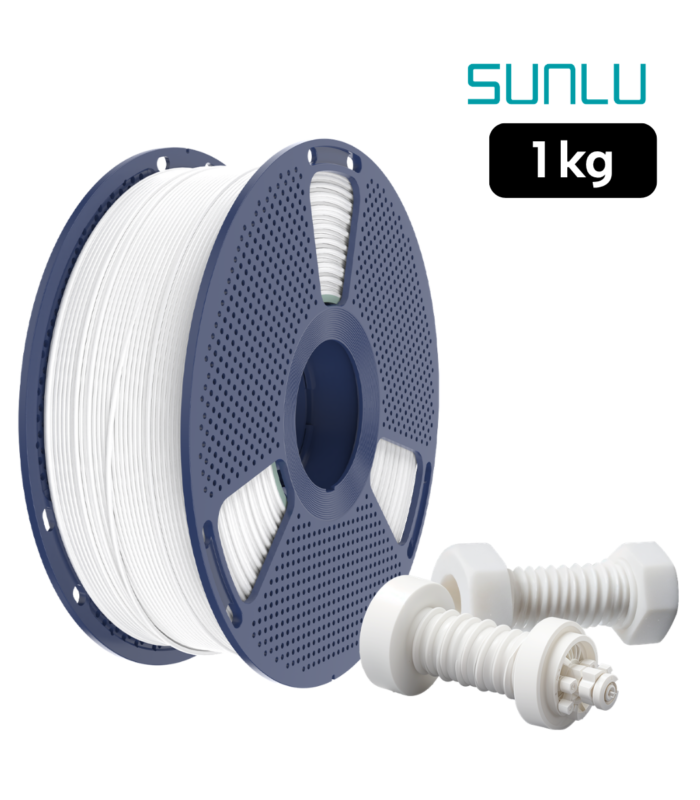 Filamento SUNLU High Speed ABS Blanco 1 kg de Smartec Store, ideal para piezas resistentes, tornillos y componentes funcionales impresos en 3D