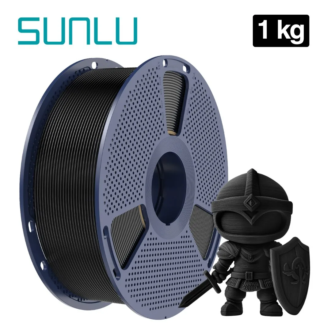 Filamento PLA+ Black Negro Sunlu para impresión 3D en Smartec Store Quito.