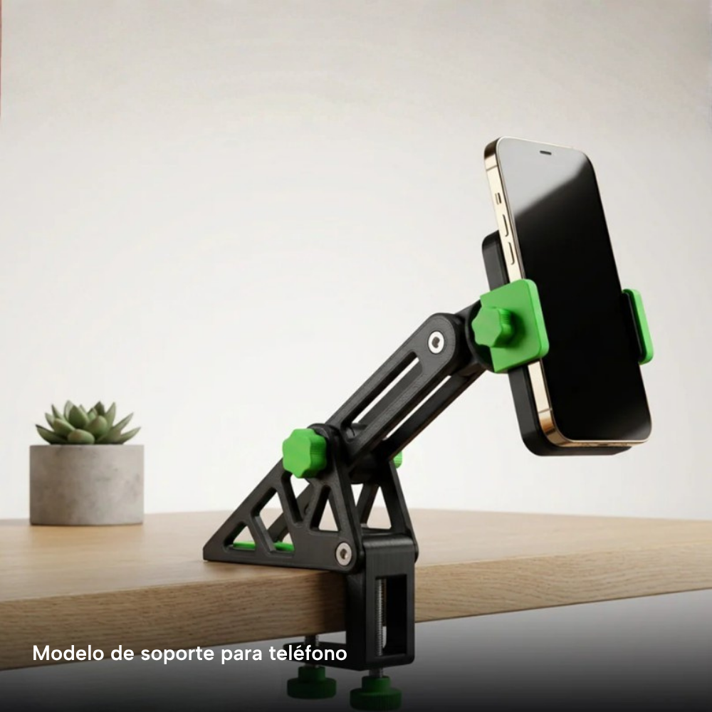 Soporte para teléfono Negro y Verde impreso con filamento SUNLU PLA+ 2.0 de Smartec Store para escritorio