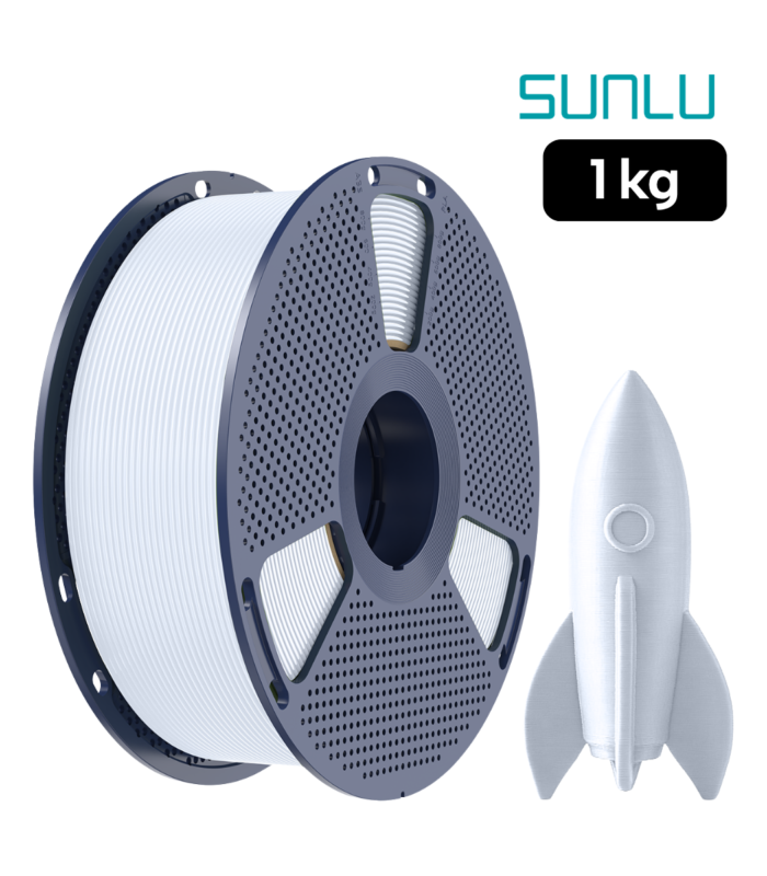 Filamento SUNLU High Speed PLA+ Blanco 1 kg de Smartec Store, con pieza impresa en 3D para impresiones rápidas, limpias y de gran detalle