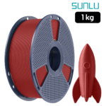 Filamento SUNLU High Speed PLA+ Rojo 1 kg de Smartec Store, con pieza impresa en 3D para impresiones rápidas, resistentes y llamativas