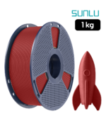 Filamento SUNLU High Speed PLA+ Rojo 1 kg de Smartec Store, con pieza impresa en 3D para impresiones rápidas, resistentes y llamativas