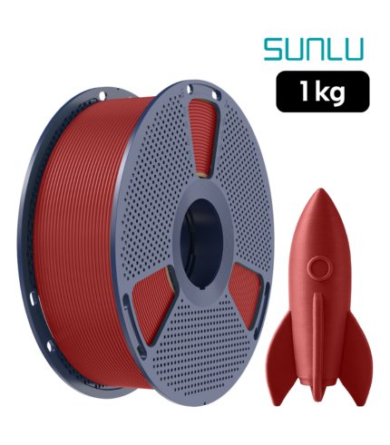 Filamento SUNLU High Speed PLA+ Rojo 1 kg de Smartec Store, con pieza impresa en 3D para impresiones rápidas, resistentes y llamativas