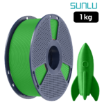 Filamento SUNLU High Speed PLA+ Verde 1 kg de Smartec Store, con cohete impreso en 3D para piezas rápidas, resistentes y detalladas