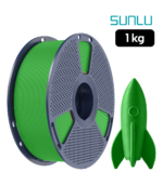 Filamento SUNLU High Speed PLA+ Verde 1 kg de Smartec Store, con cohete impreso en 3D para piezas rápidas, resistentes y detalladas