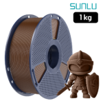 Filamento SUNLU PLA+ 2.0 Café Oscuro 1 kg de Smartec Store, con figura de caballero impresa en 3D para piezas resistentes y detalladas
