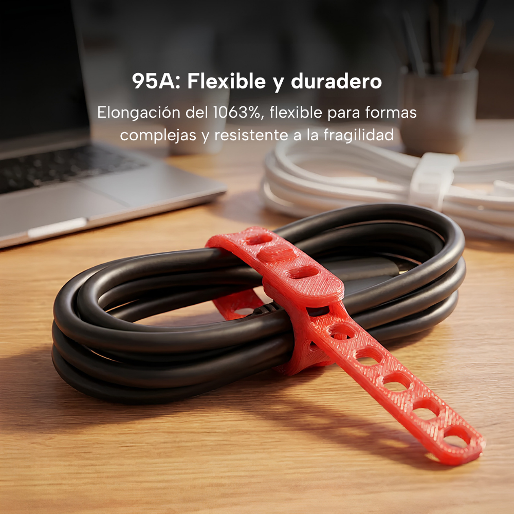 Brida Roja para cables impresa con filamento SUNLU TPU 95A de Smartec Store, flexible y resistente para impresión 3D