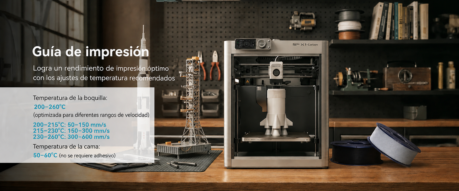 Guía de impresión para filamento SUNLU High Speed PLA+ de Smartec Store, con parámetros de temperatura, velocidad y cama para impresoras 3D FDM