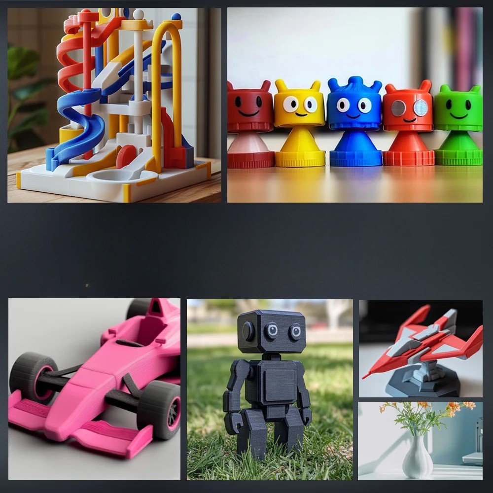 Aplicaciones del filamento SUNLU High Speed PLA+ Varios Colores de Smartec Store en juguetes, figuras, prototipos y piezas decorativas