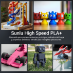Aplicaciones del filamento SUNLU High Speed PLA+ Varios Colores de Smartec Store en juguetes, figuras, prototipos y piezas decorativas