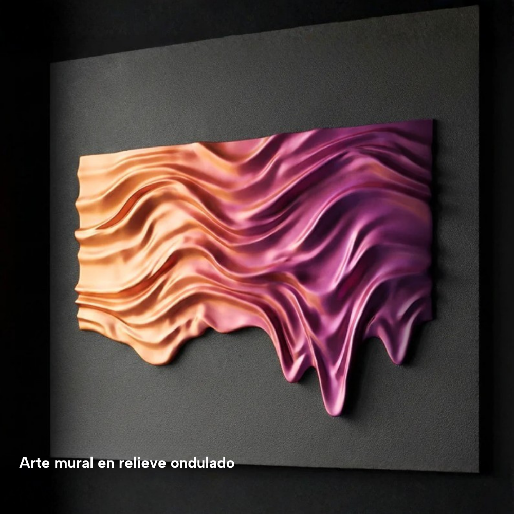 Arte mural en relieve ondulado impreso con filamento SUNLU PLA Arcoíris de Smartec Store, con transición de tonos Naranja, Rosado y Púrpura