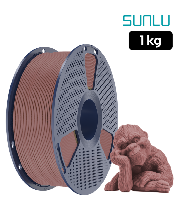 Filamento SUNLU PLA Madera Roja 1 kg para impresión 3D, disponible en Smartec Store Ecuador
