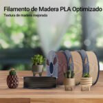 Filamento SUNLU PLA Madera optimizado de Smartec Store junto a macetas impresas en 3D con textura natural