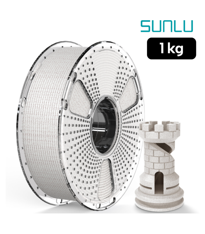 Filamento SUNLU High Speed PLA Mármol Piedra Cáliza 1 kg de Smartec Store, con acabado tipo piedra natural ideal para piezas decorativas y arquitectónicas