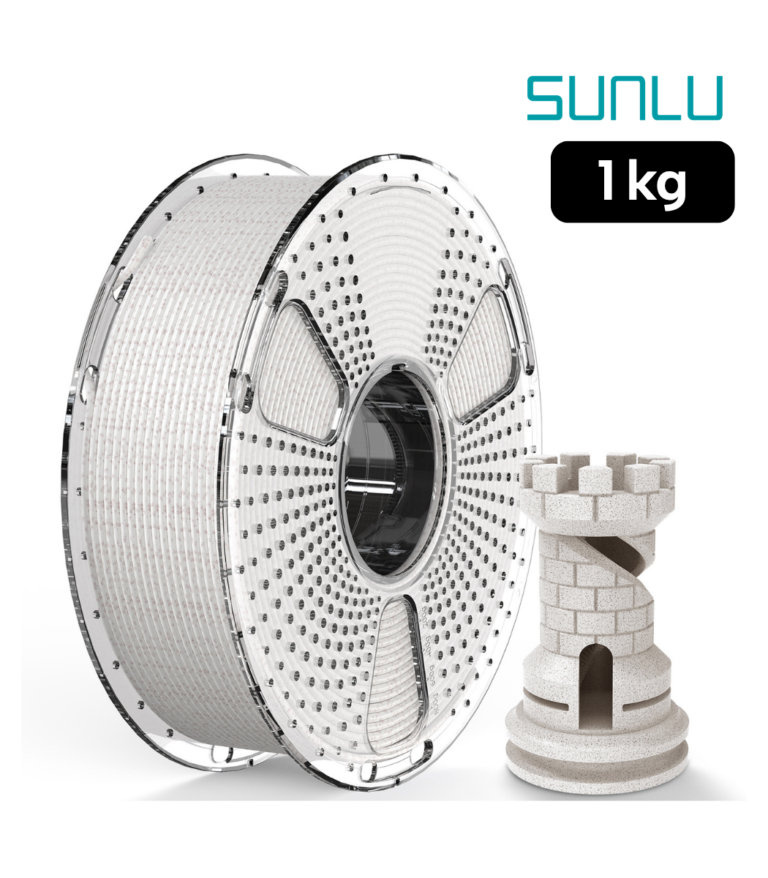 Filamento SUNLU High Speed PLA Mármol Piedra Cáliza 1 kg de Smartec Store, con acabado tipo piedra natural ideal para piezas decorativas y arquitectónicas