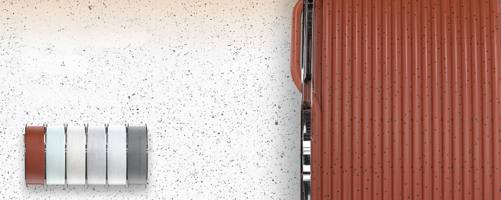 Detalle de filamento SUNLU High Speed PLA Mármol de Smartec Store, mostrando textura tipo piedra con partículas Negras y acabado natural