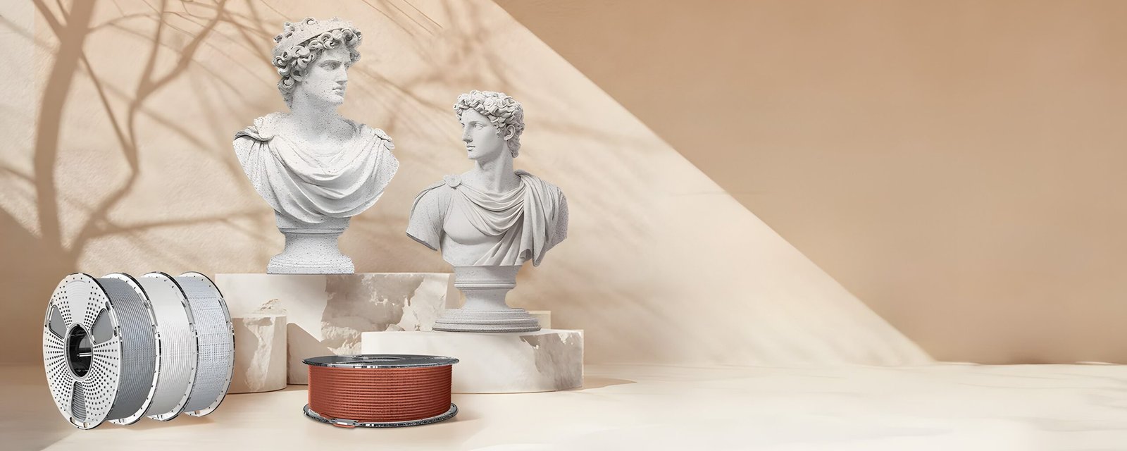 Bustos clásicos y rollos de filamento SUNLU High Speed PLA Mármol de Smartec Store, con acabado tipo piedra natural para esculturas y piezas artísticas