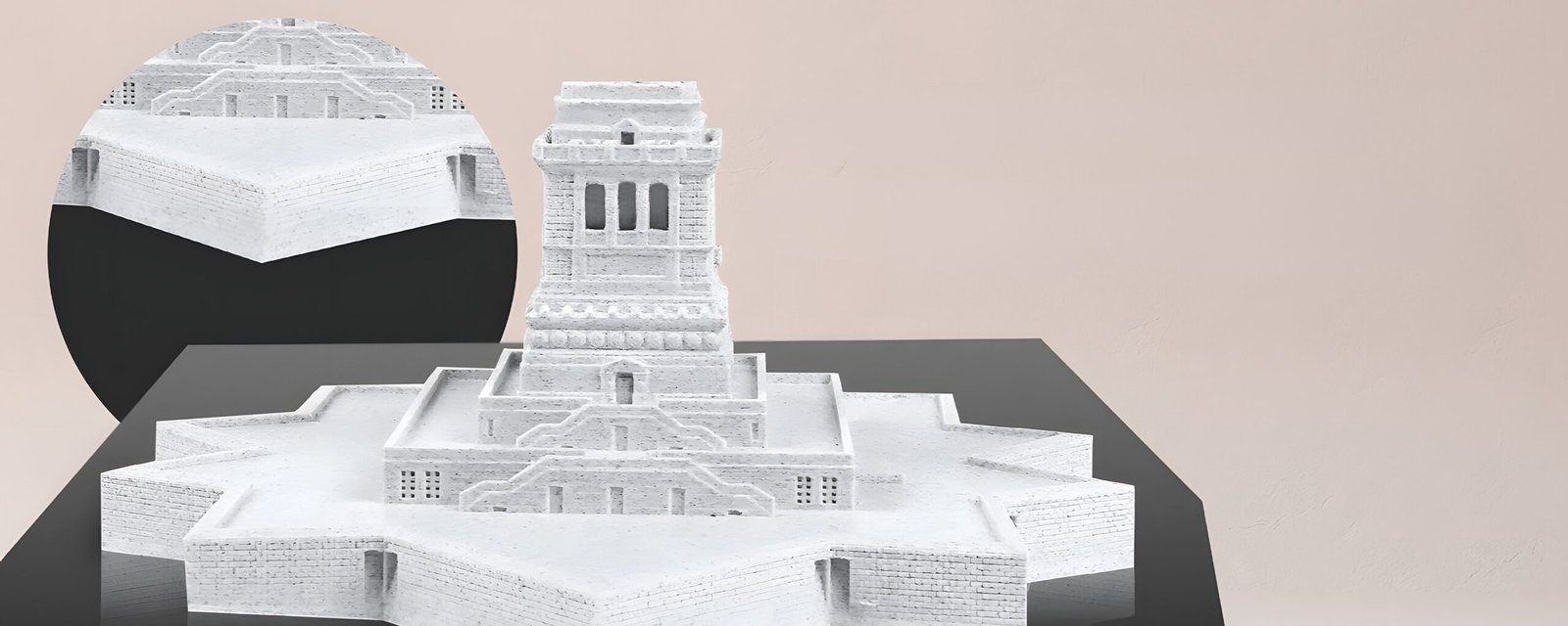 Castillo arquitectónico impreso con filamento SUNLU High Speed PLA Mármol de Smartec Store, con textura tipo piedra y detalles finos