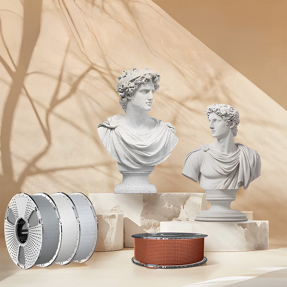 Bustos clásicos y rollos de filamento SUNLU High Speed PLA Mármol de Smartec Store, con acabado tipo piedra natural para esculturas y piezas artísticas
