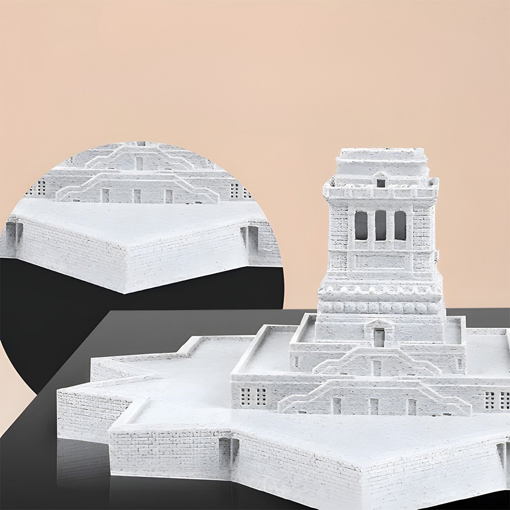 Maqueta arquitectónica Blanca impresa con filamento SUNLU High Speed PLA Mármol de Smartec Store, con textura tipo piedra y detalles refinados