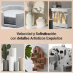 Objetos decorativos impresos con filamento SUNLU High Speed PLA Mármol de Smartec Store, incluyendo jarrones, organizadores, lámparas y elementos arquitectónicos con acabado tipo piedra