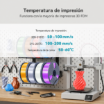 Guía de temperatura para filamento SUNLU PLA+ Silk Varios Colores de Smartec Store, compatible con impresoras 3D FDM