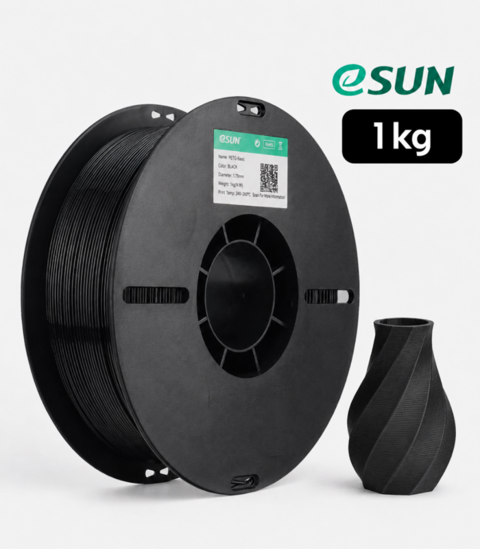 Filamento eSUN PETG Basic Negro 1 kg de Smartec Store para impresión 3D con acabado resistente y profesional