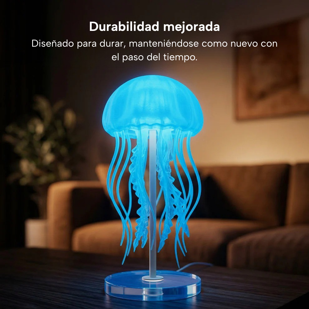 Medusa decorativa impresa con filamento SUNLU PLA Glow in the Dark Azul de Smartec Store, mostrando brillo luminoso de día y noche