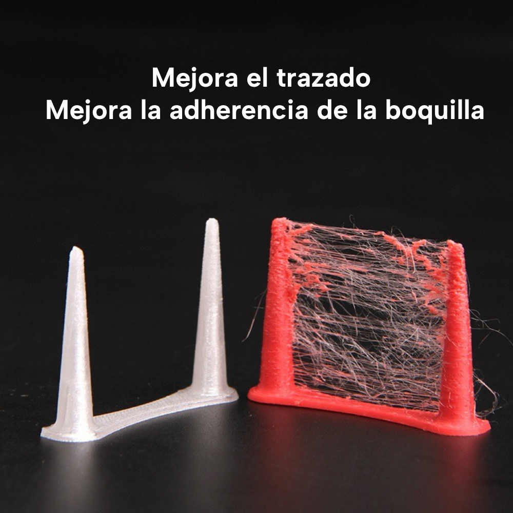 Prueba de trazado con filamento eSUN PETG Basic Blanco y Rojo de Smartec Store, mostrando menor formación de hilos en impresión 3D