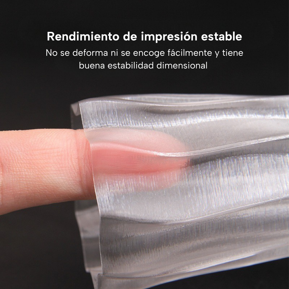 Lámina transparente impresa con filamento eSUN PETG Basic Transparente de Smartec Store, con estabilidad dimensional y baja deformación