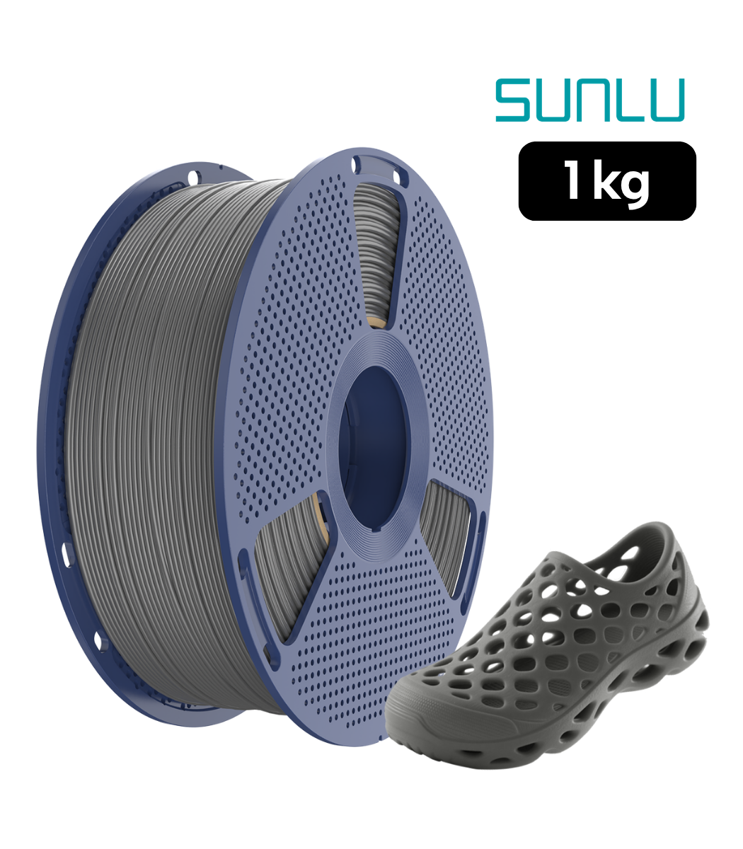 Filamento SUNLU TPU 95A Gris 1 kg | Smartec Store Filamento SUNLU TPU 95A Gris 1 kg de Smartec Store para impresión 3D flexible, ideal para calzado y piezas resistentes