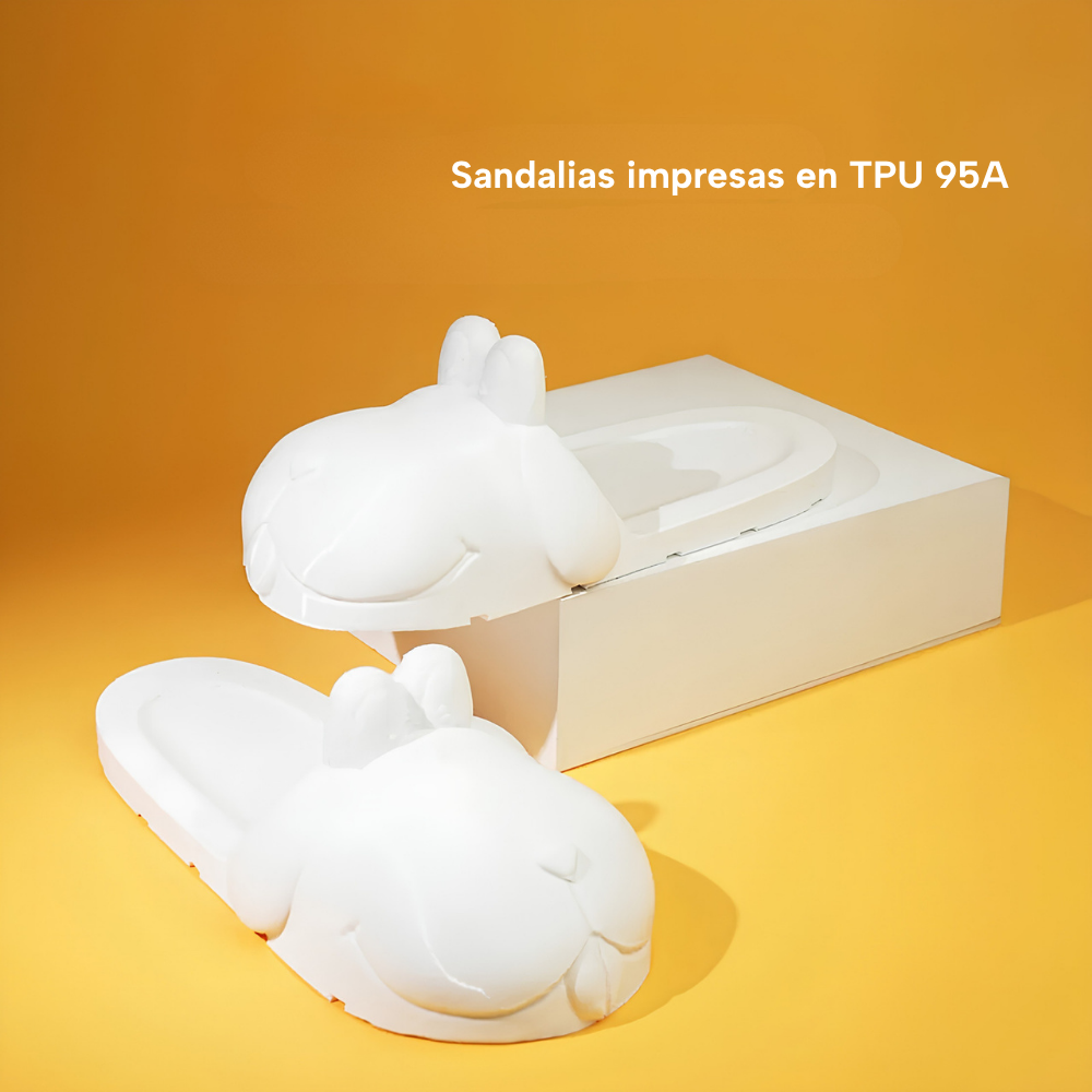 Sandalias Blancas impresas en 3D con filamento SUNLU TPU 95A de Smartec Store, flexible y resistente para piezas funcionales