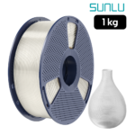 Filamento SUNLU PLA Transparente 1 kg de Smartec Store, con jarrón translúcido impreso en 3D para piezas decorativas y luminosas