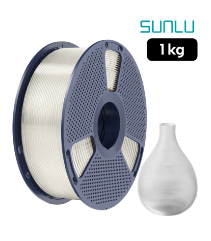 Filamento SUNLU PLA Transparente 1 kg de Smartec Store, con jarrón translúcido impreso en 3D para piezas decorativas y luminosas