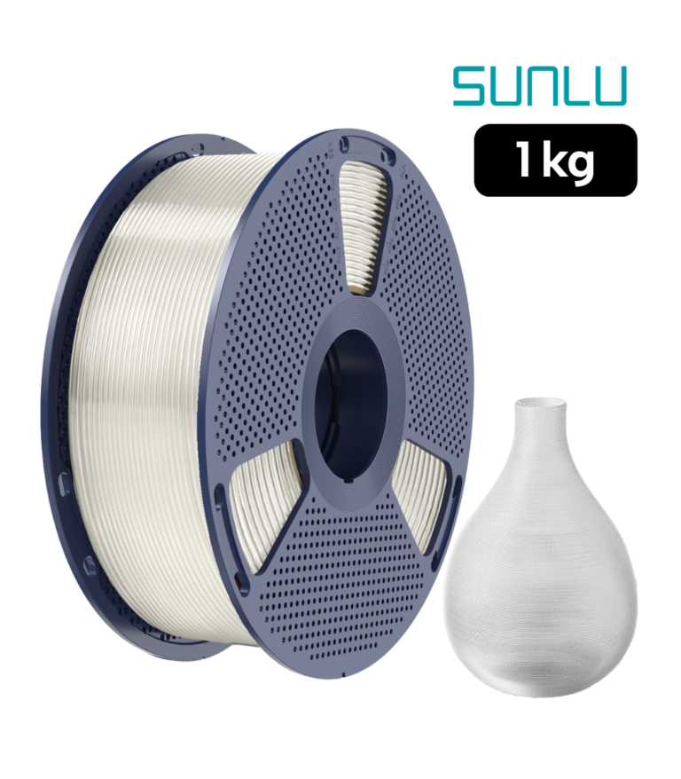 Filamento SUNLU PLA Transparente 1 kg de Smartec Store, con jarrón translúcido impreso en 3D para piezas decorativas y luminosas