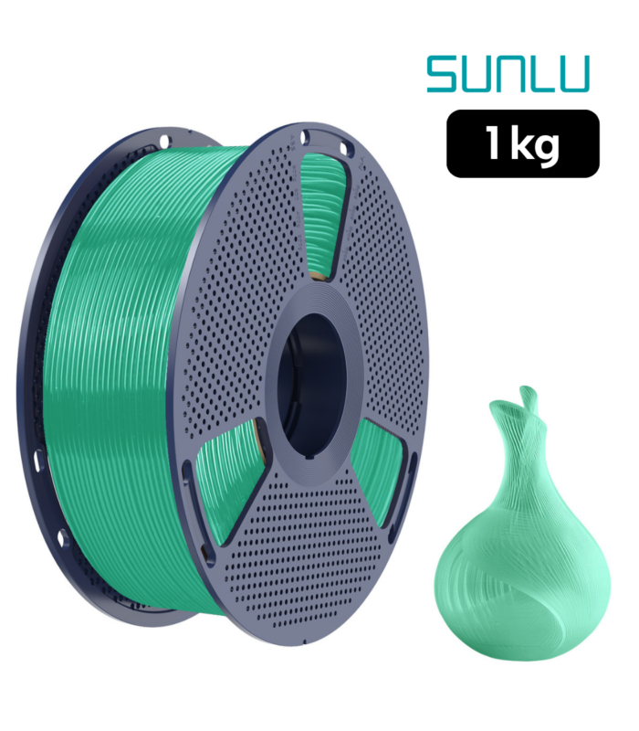 Filamento SUNLU PLA Transparente Verde Claro 1 kg de Smartec Store, con jarrón translúcido impreso en 3D para piezas decorativas y luminosas
