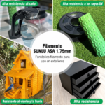 Aplicaciones del filamento SUNLU ASA Varios Colores de Smartec Store para piezas exteriores resistentes al calor, rayos UV, viento y lluvia