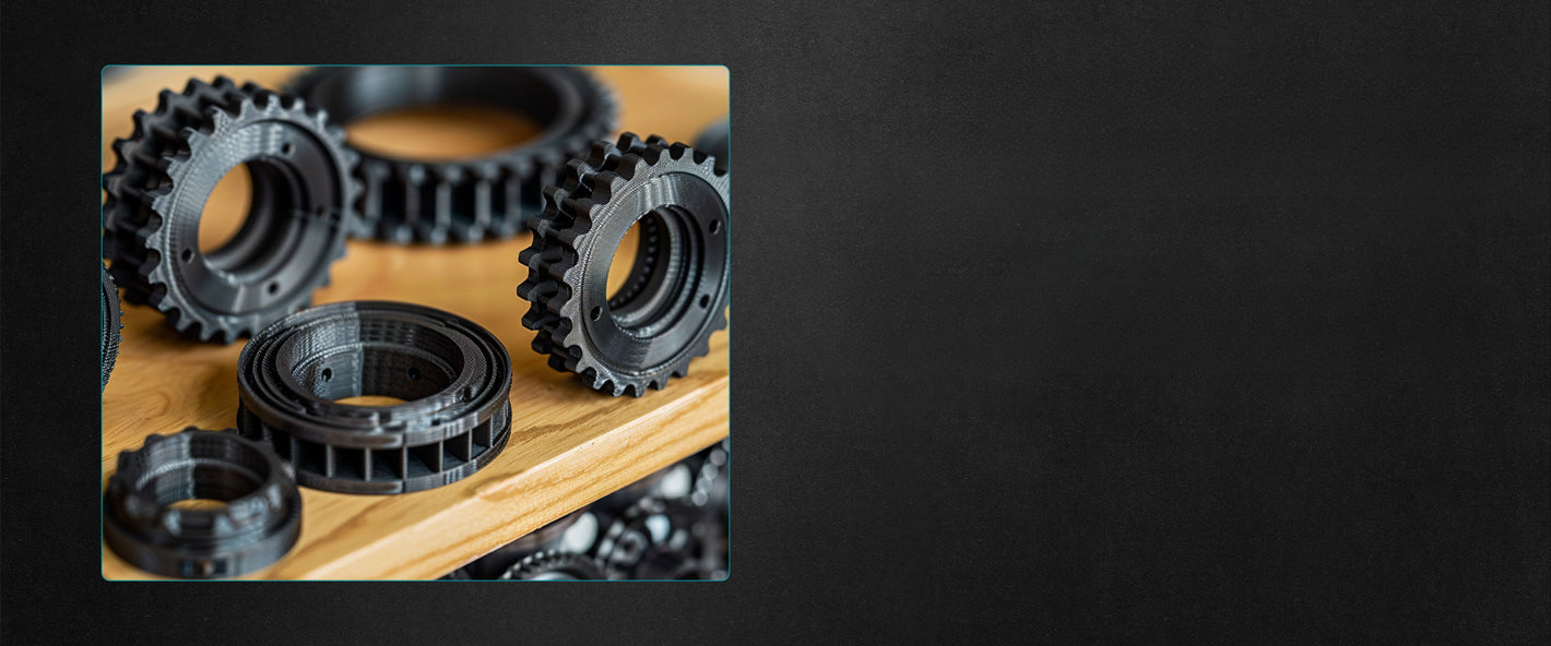 Engranajes y piezas mecánicas impresas con SUNLU High Speed PETG Mate Negro de Smartec Store para aplicaciones funcionales